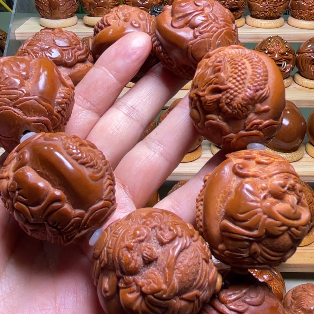 橄榄核手串/手链明***好三九左右龙财神手持