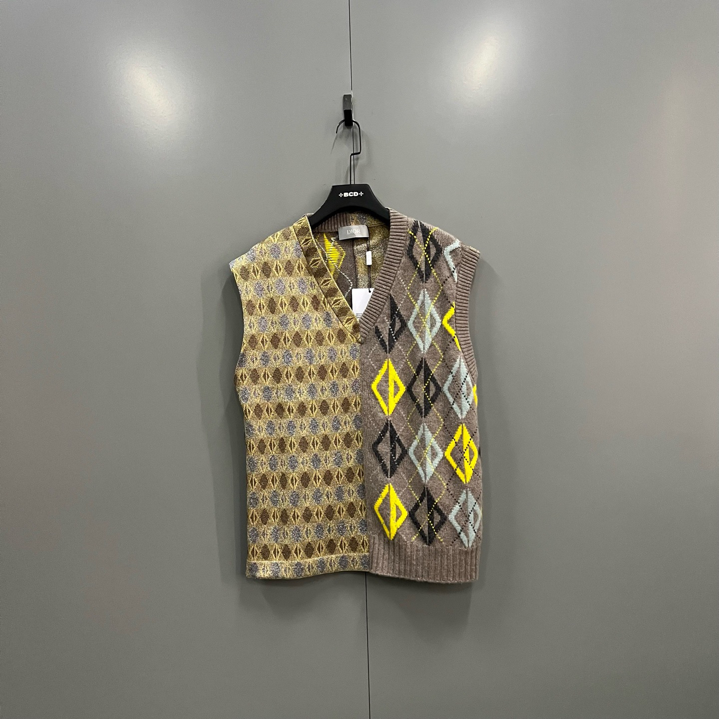 未使用 DIOR/迪奥 ab1210 103114 菱形图案V领针织马甲