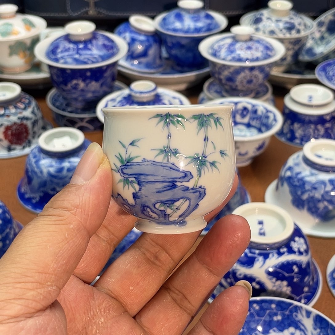 斗彩  苍山翠竹  客杯