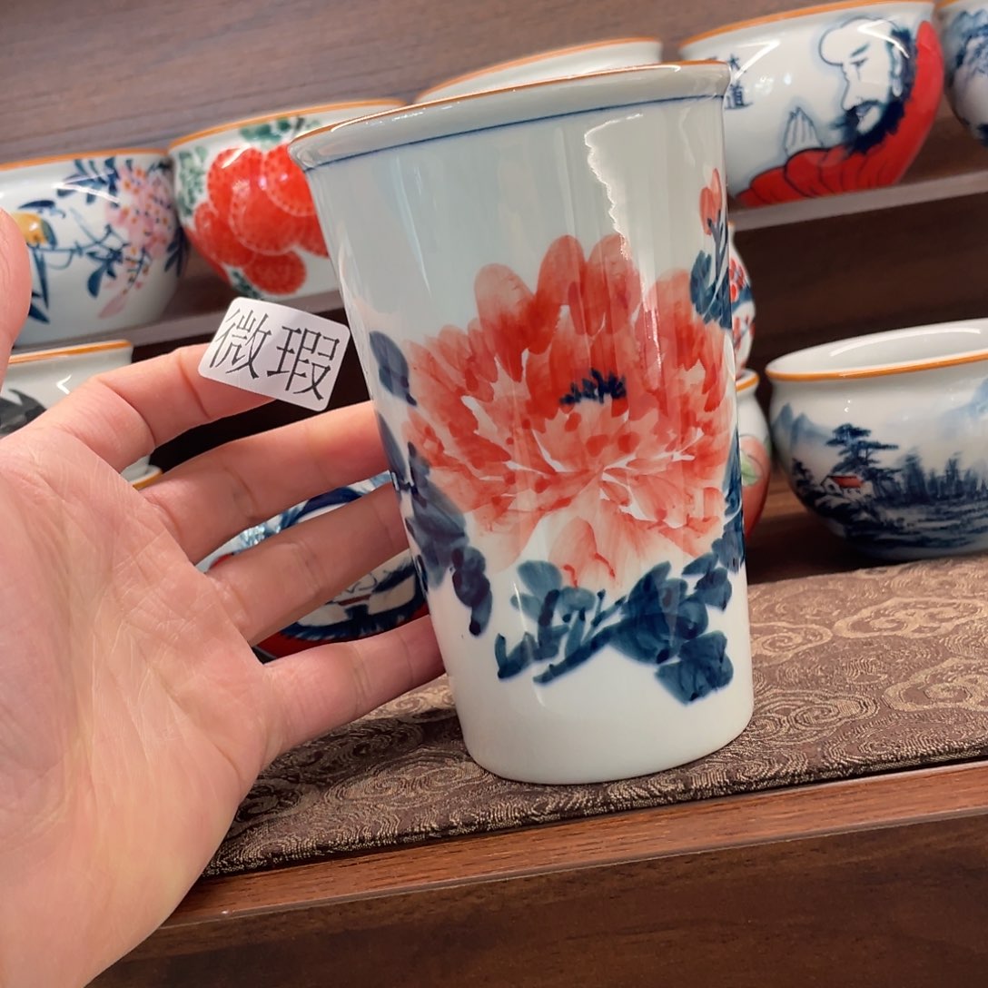 釉下手绘茶具微瑕