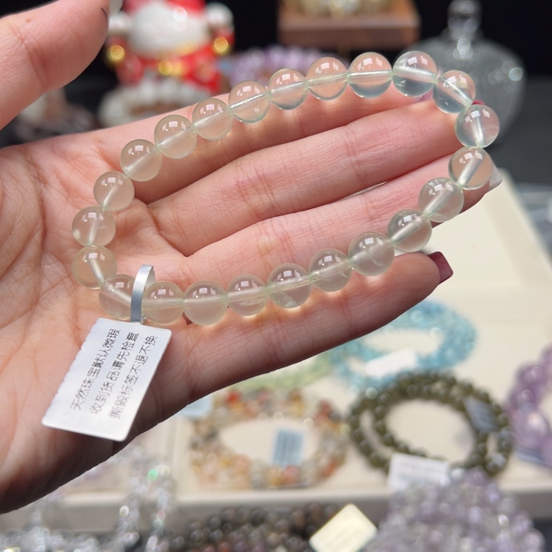 葡萄石手串未镶嵌不****…8m祖宗级冰种绿葡萄