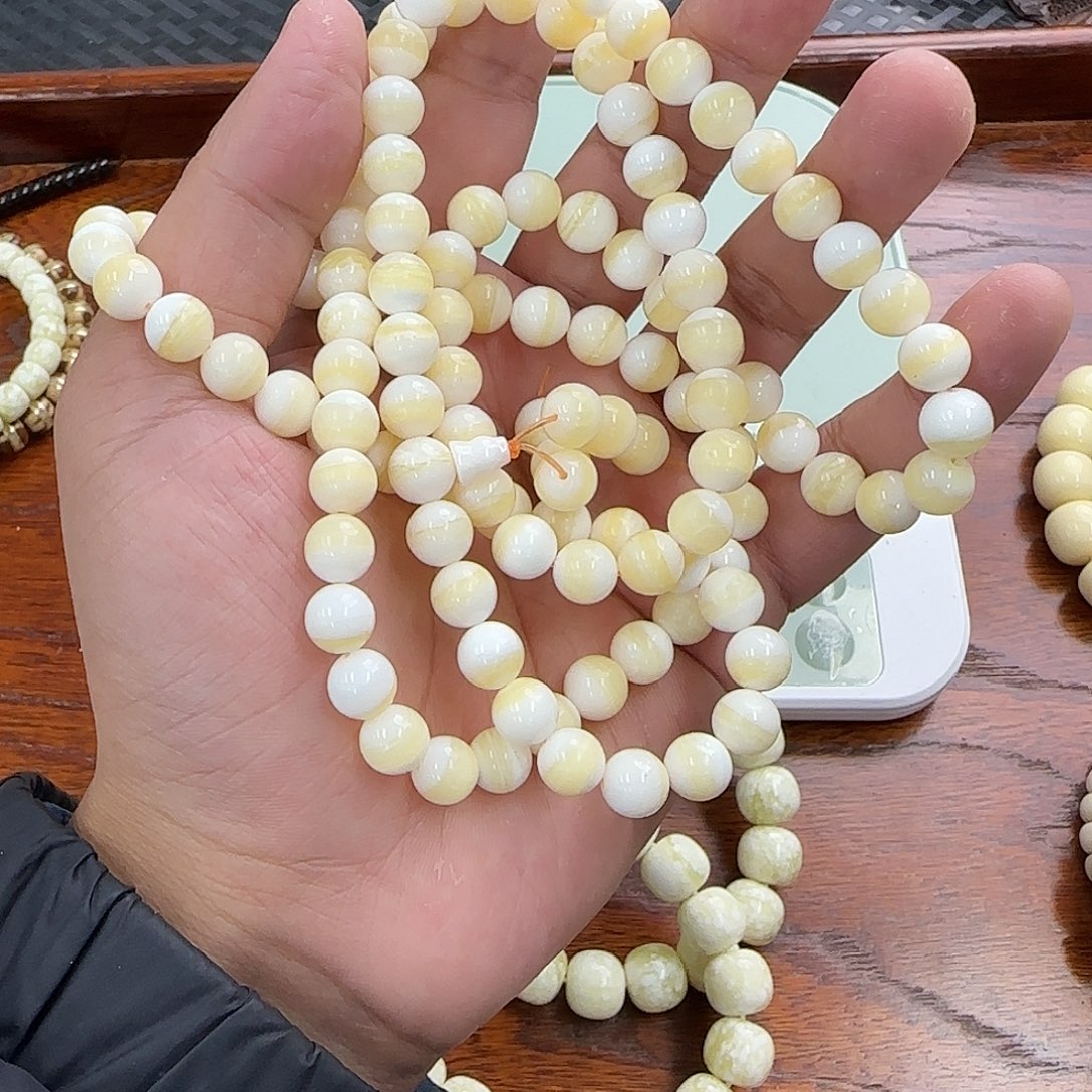 电***瘤白玉菩提手串8m金腰带108