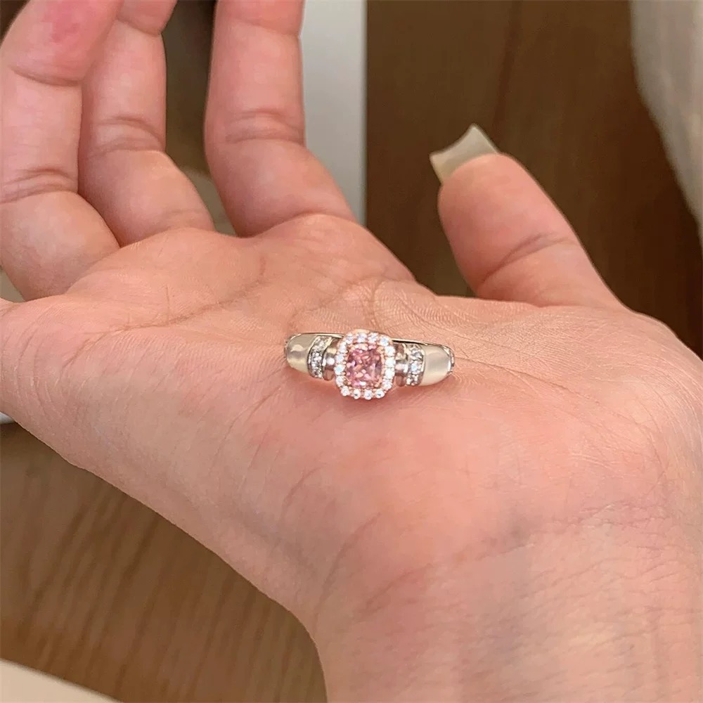 铜合金戒指 梅姐饰品84 中古粉色戒指气质简约百搭食指戒指环