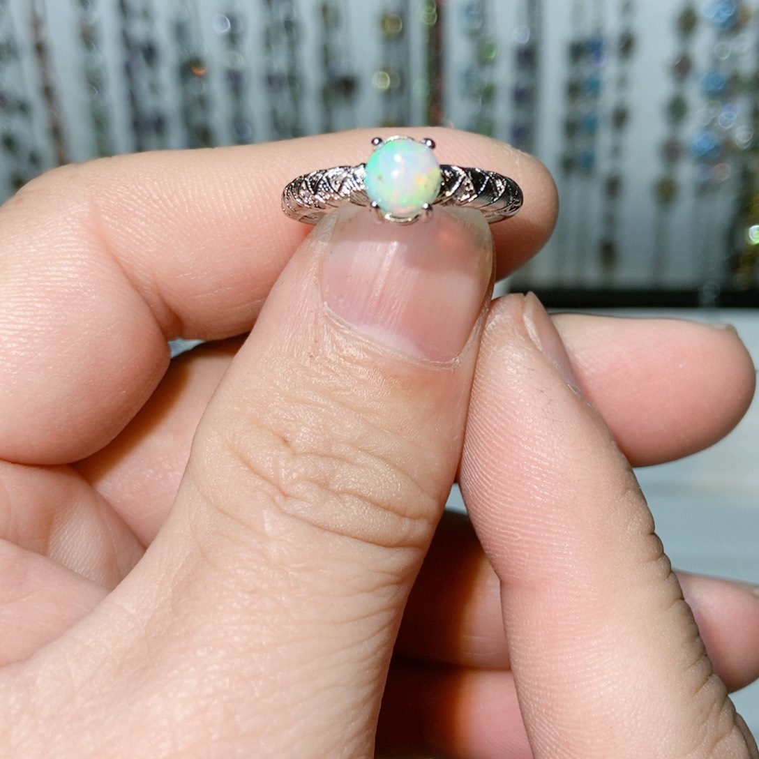 绿水晶戒指银S925镶嵌