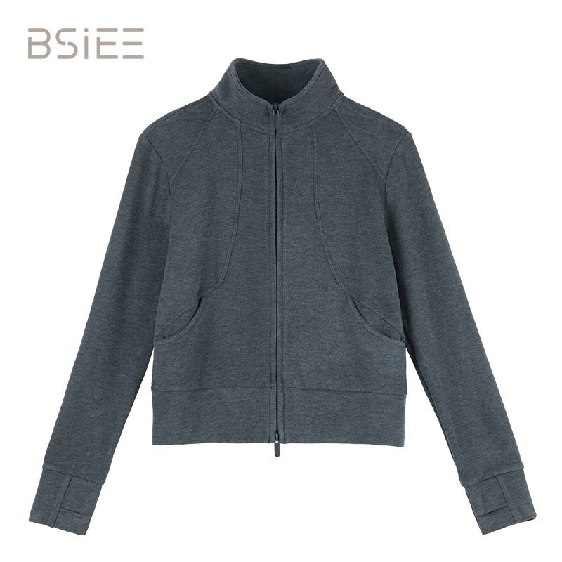 BSIEE短外套女款秋冬冬季女士直下摆女百搭立领拉链外套休闲保暖