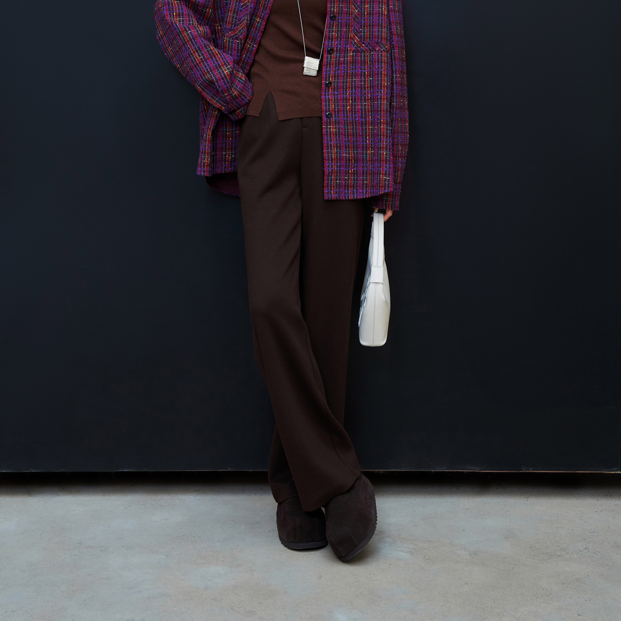 俪研【LIVELY・YAN】18067冬季高腰阔腿女裤宽松休闲显瘦显长