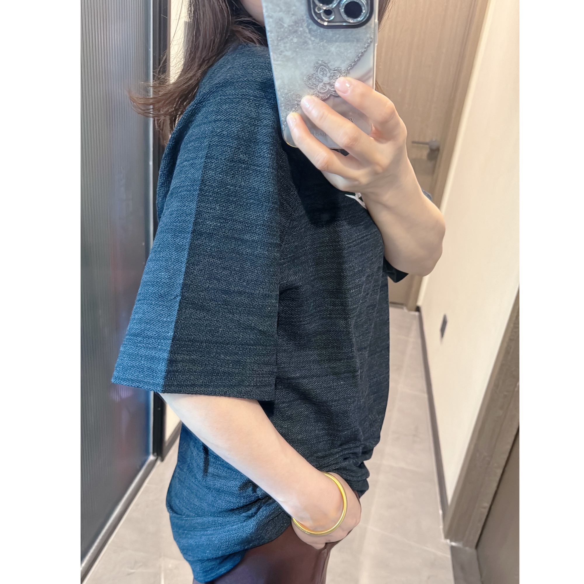 黑色网眼面料大码短袖T恤情侣款宽松半袖上衣显瘦打底衫夏季蓝色