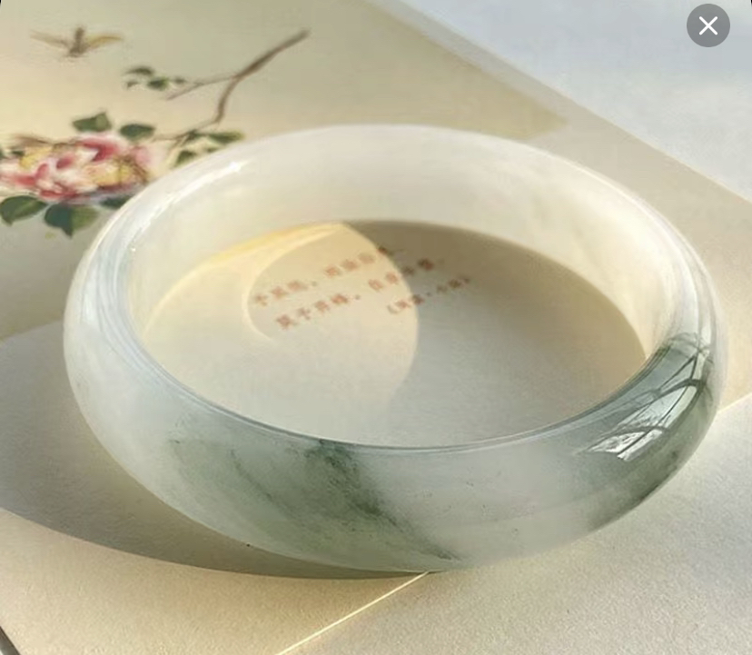 非金属树脂手镯 白翠色天山翠原创设计宽边时尚冰透珠宝加厚甜美