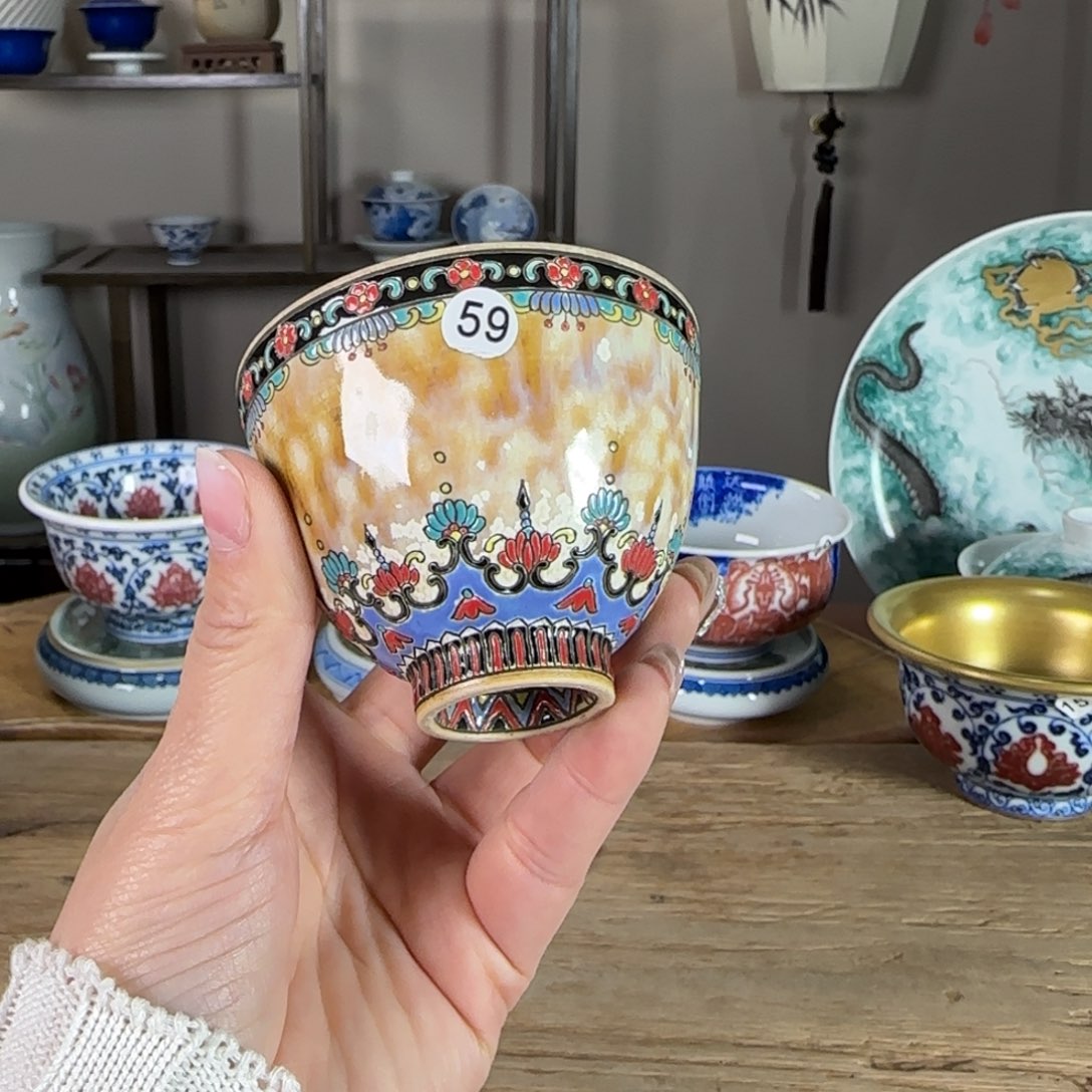 杯景德镇陶瓷柴烧多人