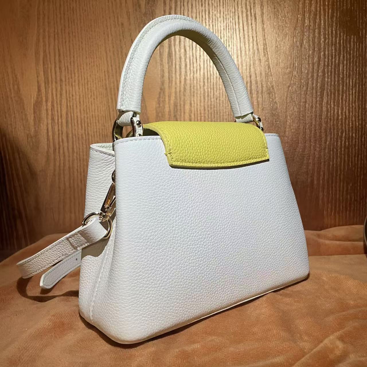 HIRMRIS手工真皮包21-550970-白-外花内V露小号