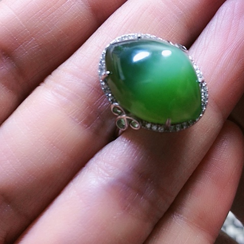 和田玉戒指银S925镶嵌