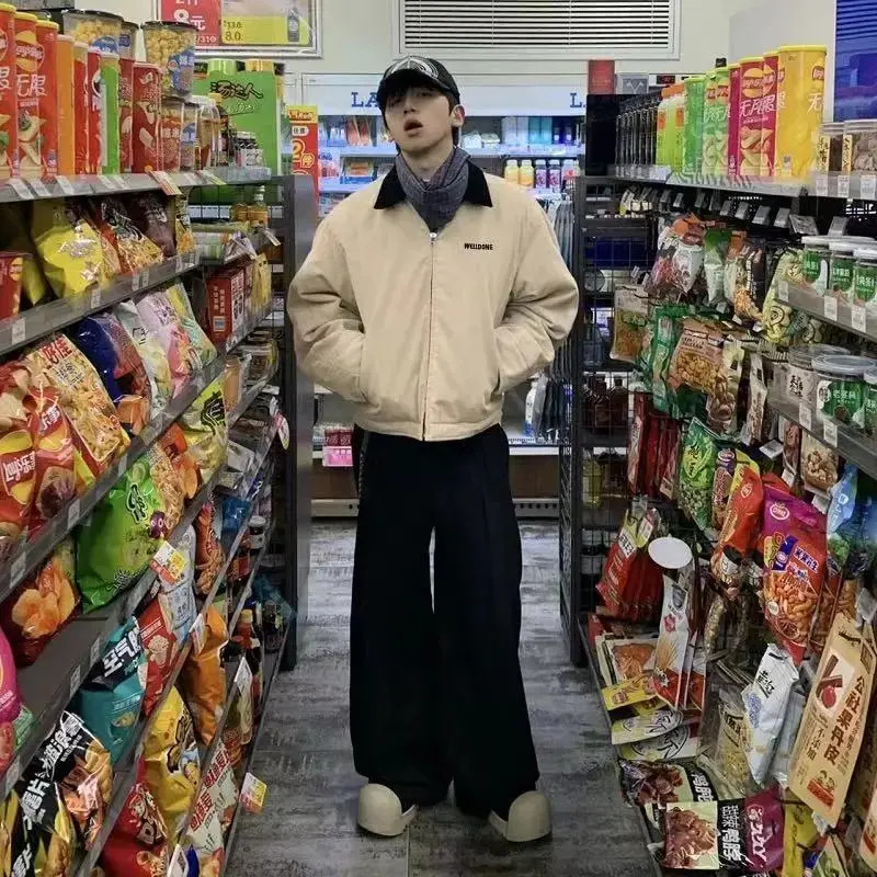 加厚W11 TRACK小众潮牌设计感男士情侣卡其色灯芯绒棉服外套