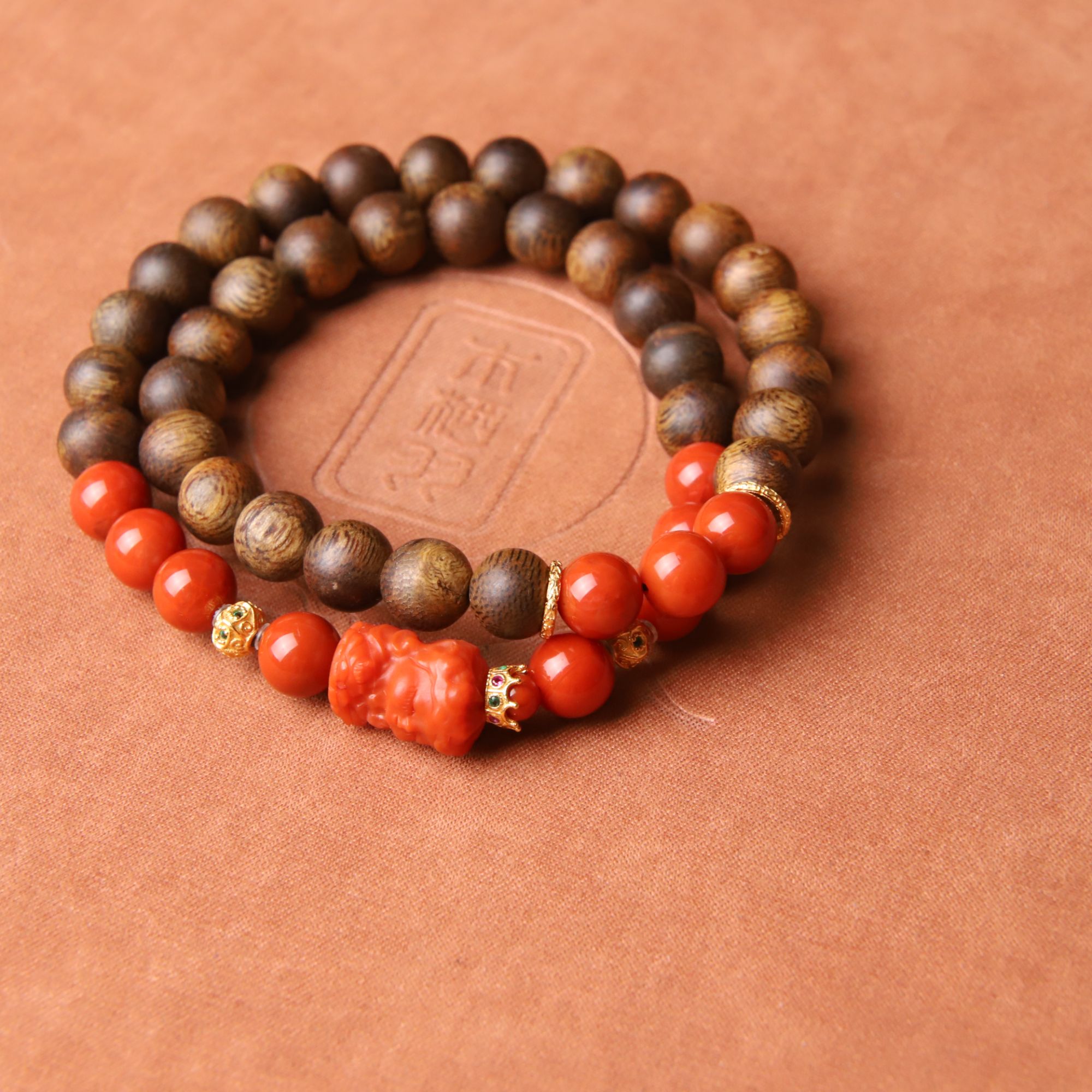 沉香【红日】沉香新国风双圈时尚手串