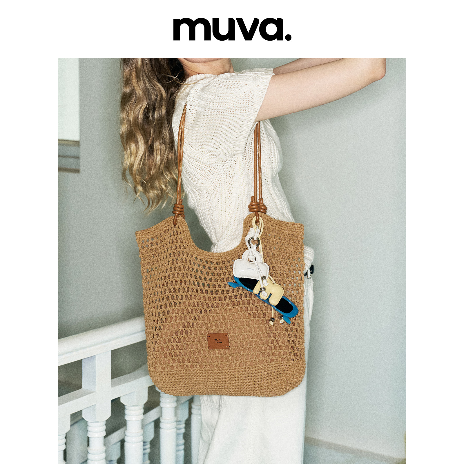 MUVA沙滩编织包度假风包包单肩子母包轻便慵懒夏季钩织包5.17新品