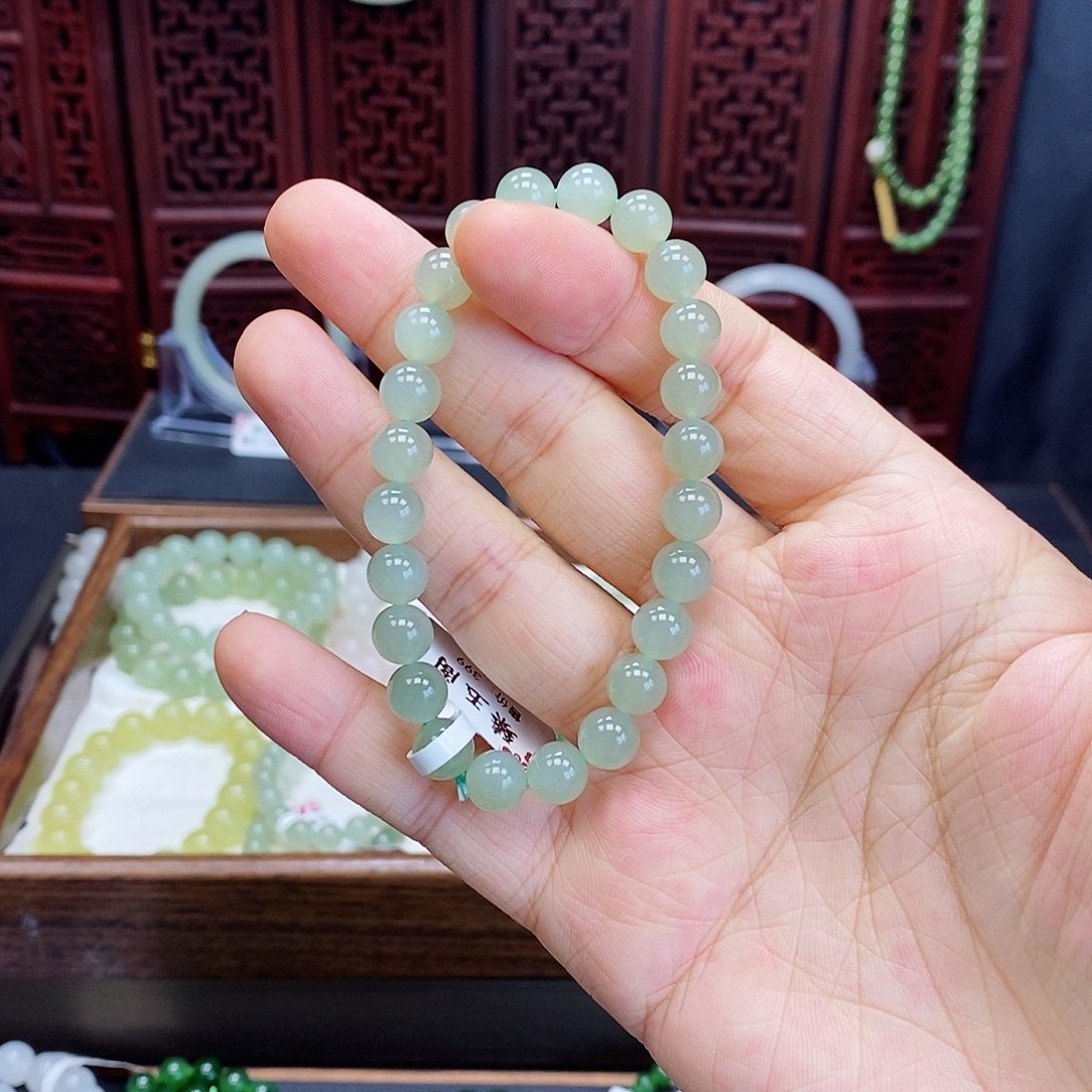 和田玉手串未镶嵌晴水8