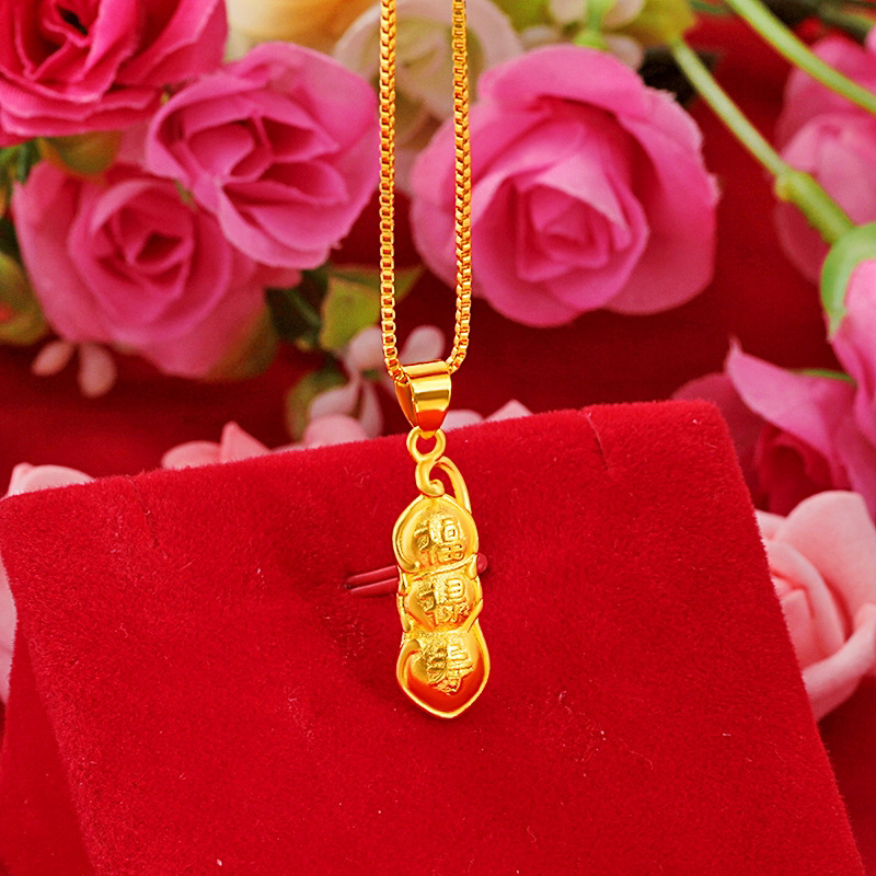 铜合金项链 新中式福禄寿豌豆复古气质锁骨链颈链饰品轻奢设计感