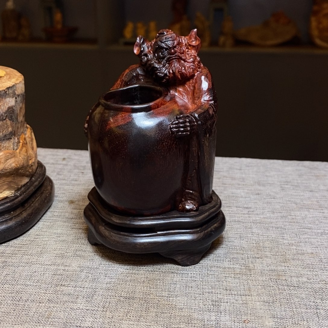 有***花檀香紫檀（小叶紫檀）香炉钟馗拆房老料