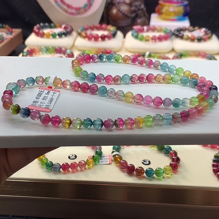 西瓜碧玺手链未镶嵌西瓜手串5.8mm