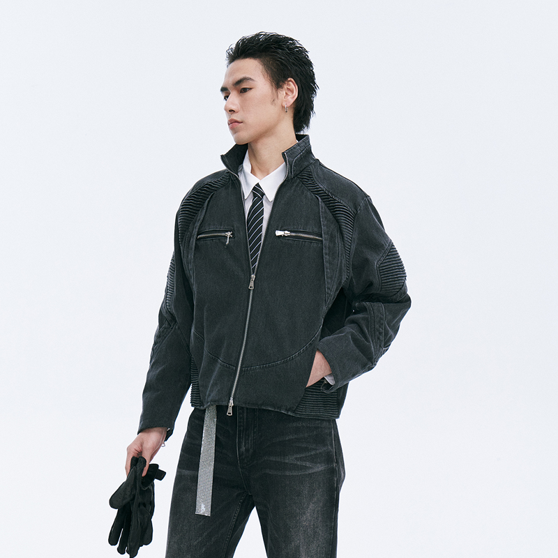 CATSSTAC 灰骑士机车夹克琥珀流光风春秋潮流牛仔