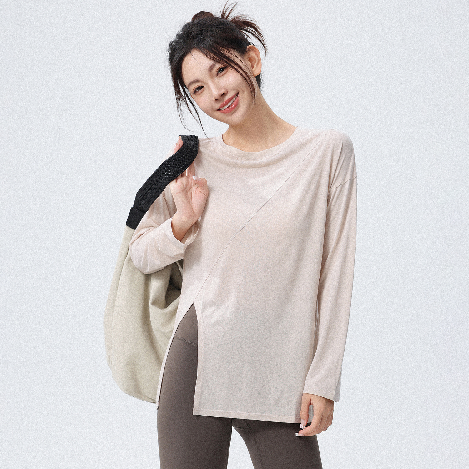 宽松瑜伽服开叉罩衫运动上衣健身服跑步普拉提绝美训练服长袖秋季