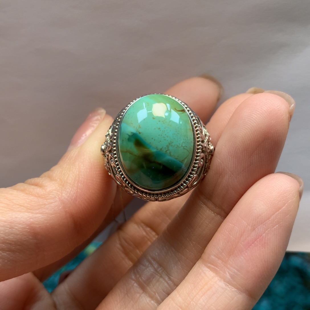 绿松石戒指银S925镶嵌
