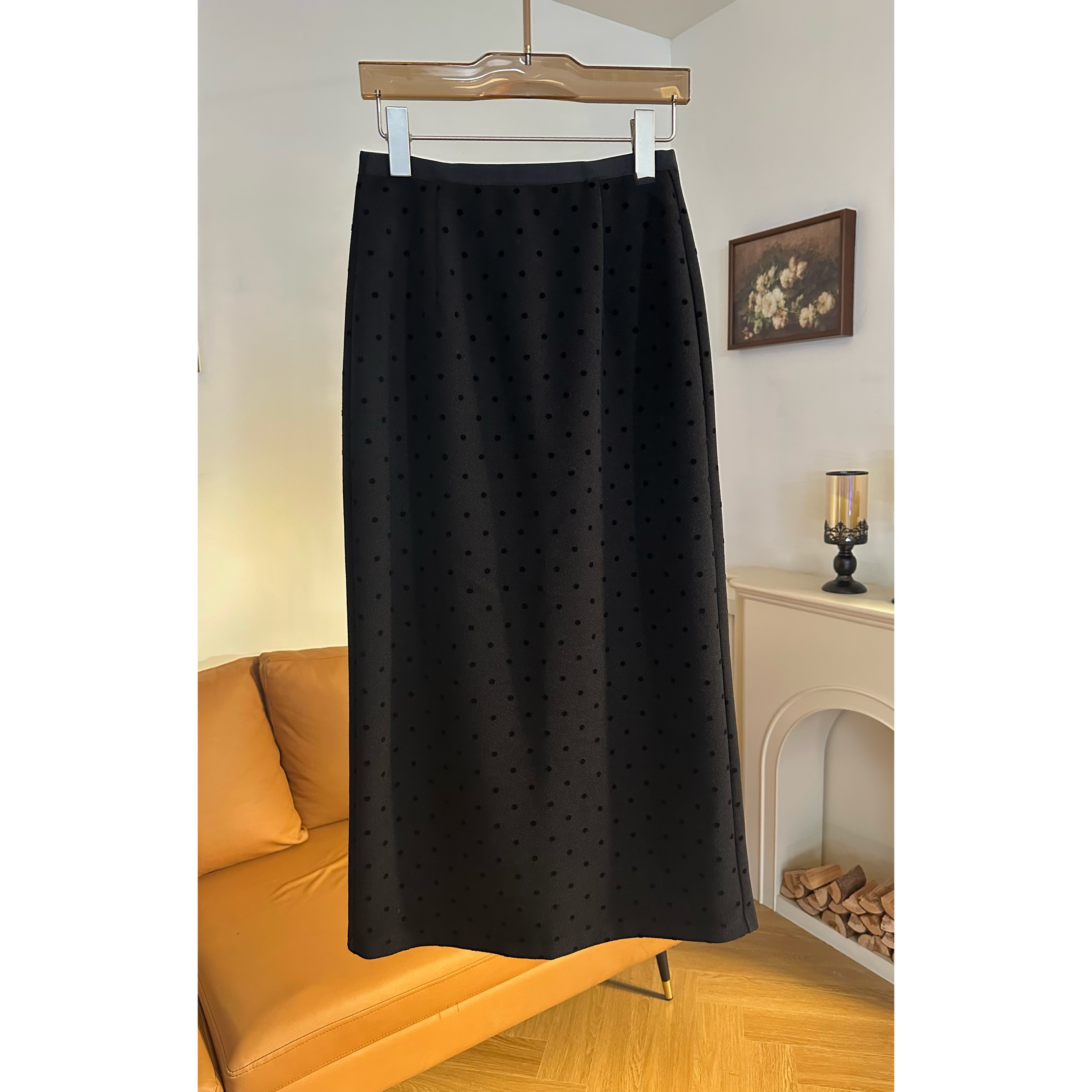 【点点裙】路蔓法秋冬新款气质高腰显瘦百搭直筒磨毛半身裙MF-2036