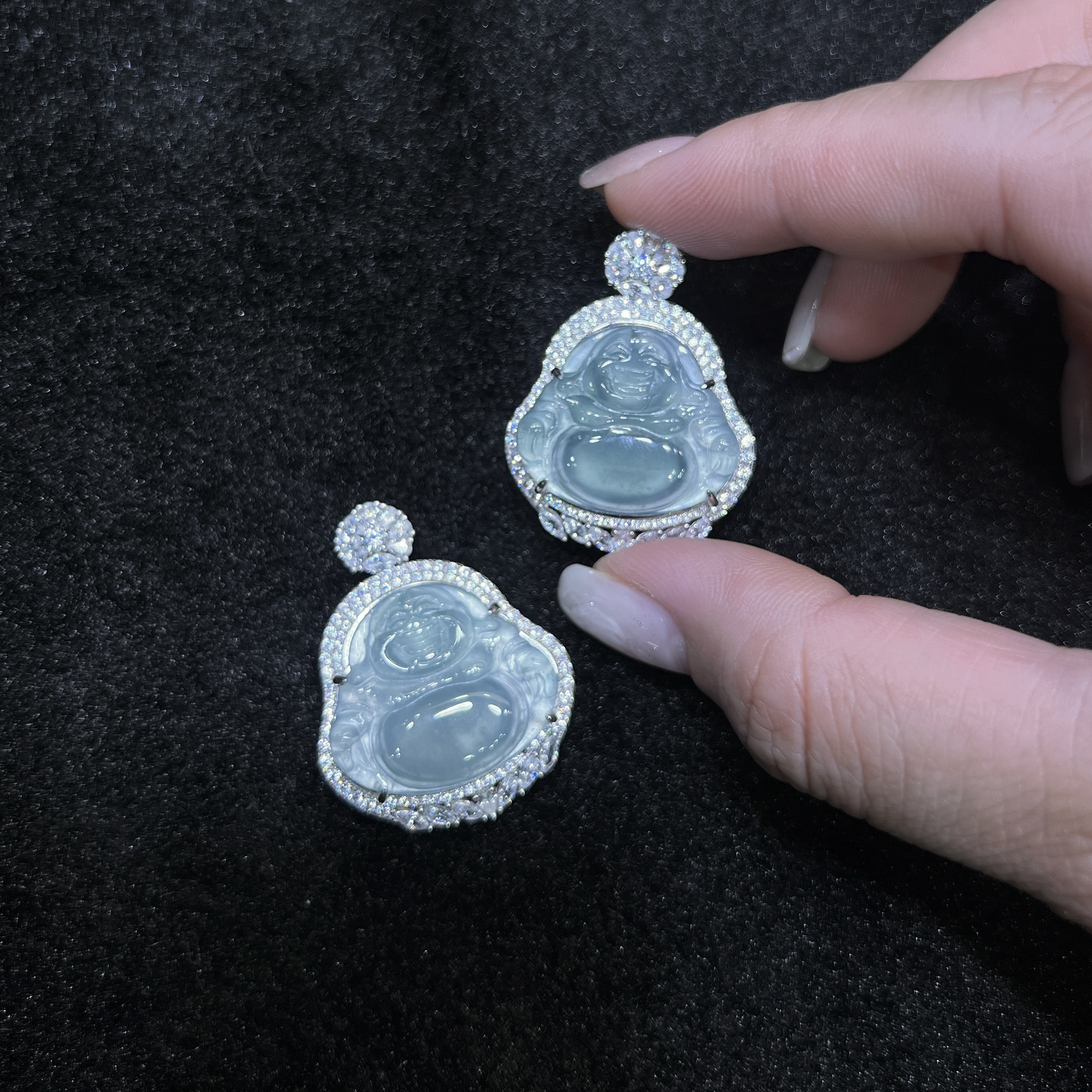 【红旭明玉】天然翡翠A货蓝水佛公吊坠 多样性发一件