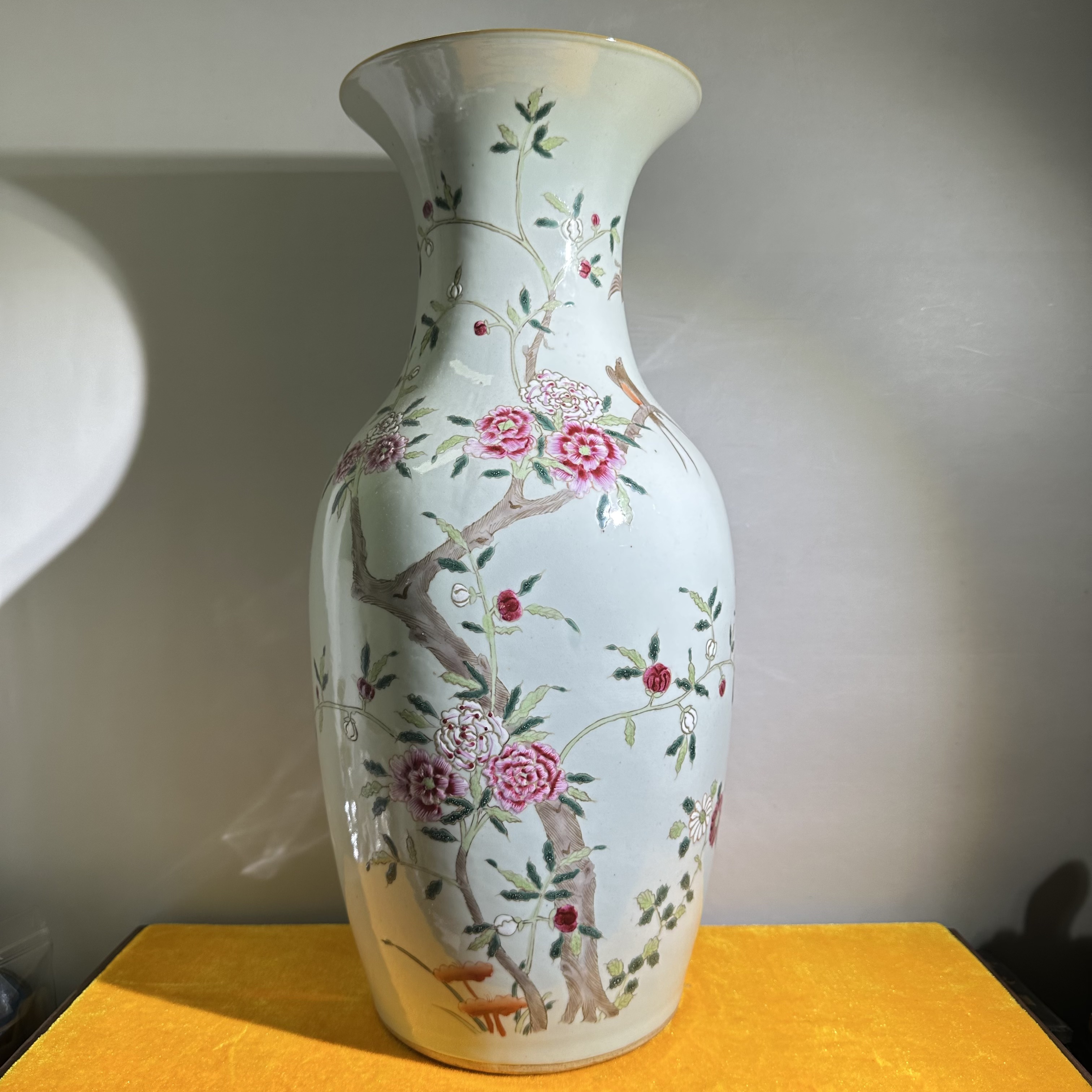 民国时期/粉彩花鸟瓶/C1102001/古董文物收藏/美82/朝阳文物