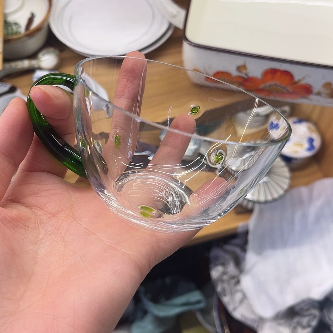 瓷片琉璃绿色点点杯