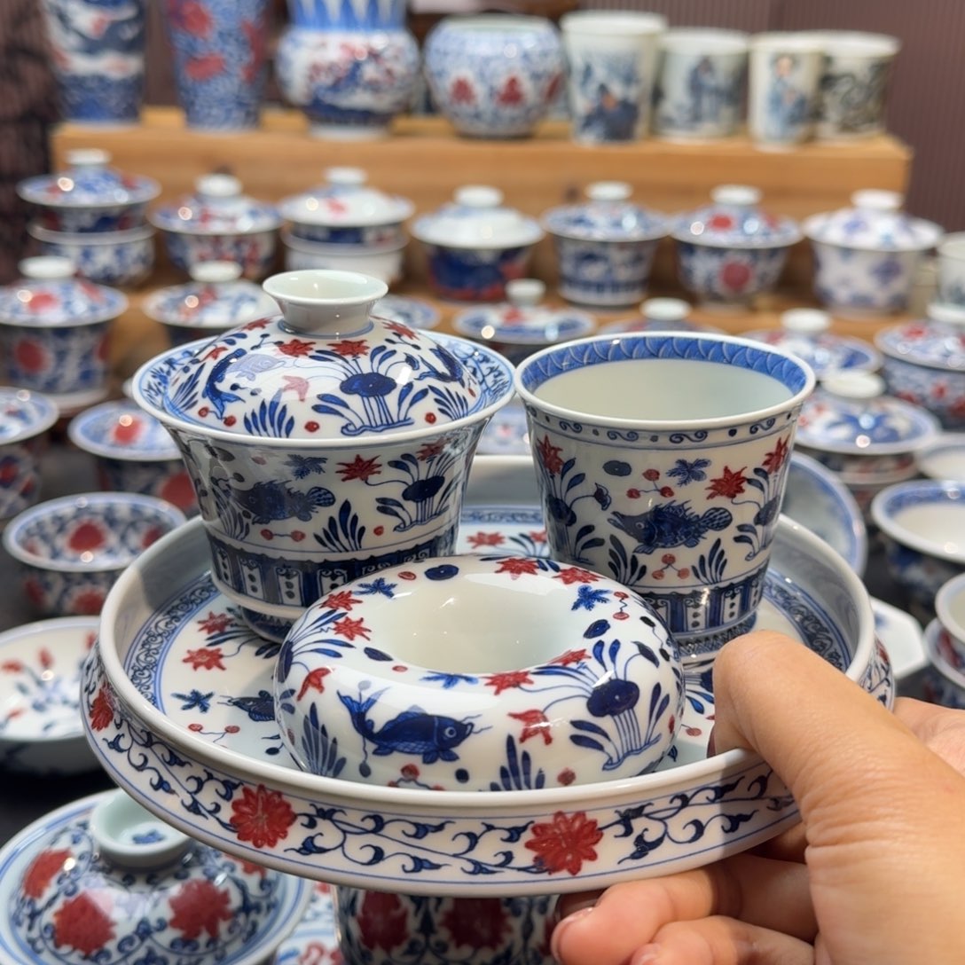 鱼藻四件套手绘原矿