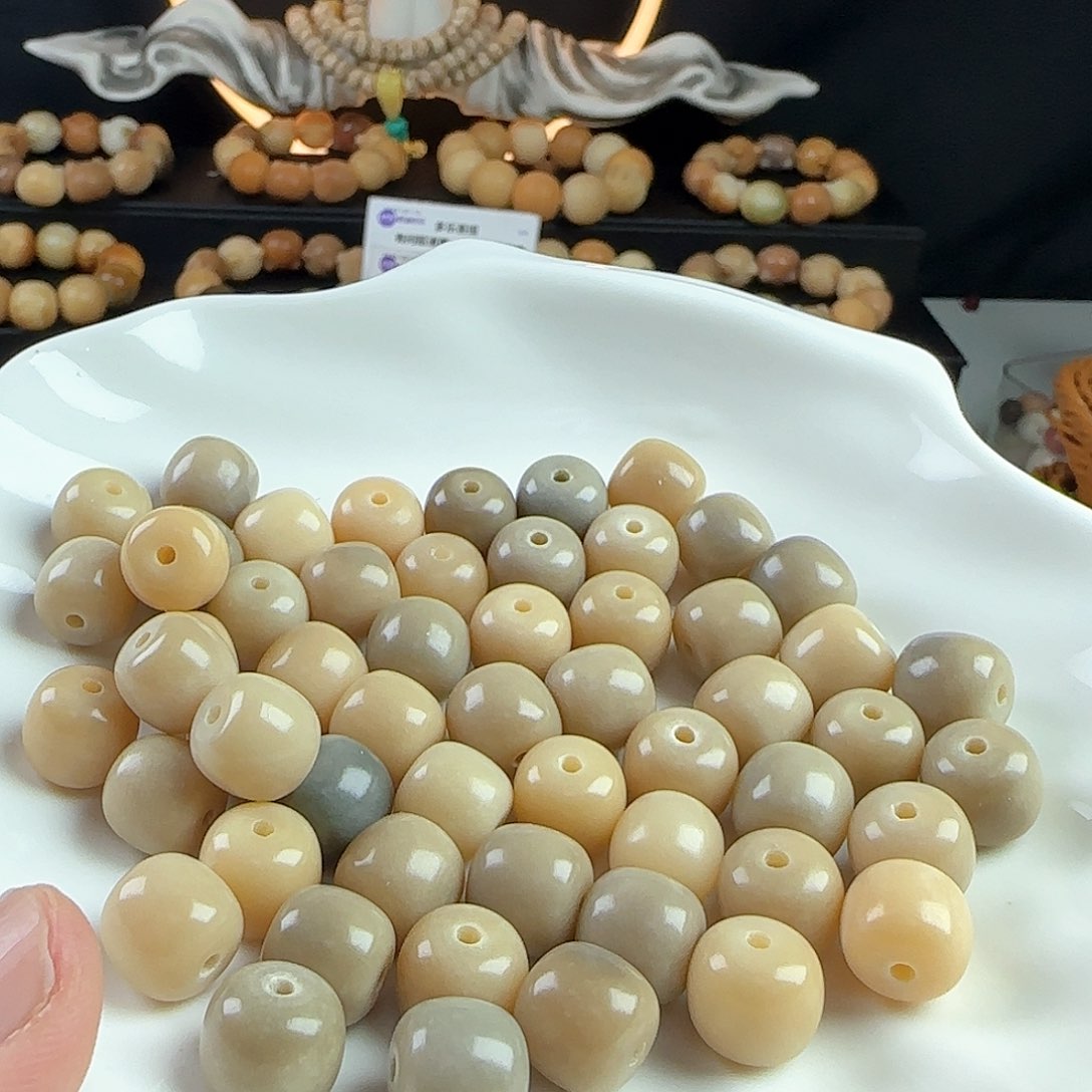 菩提根/象牙果手串卡12奶糯米桶珠100颗➕20颗备珠