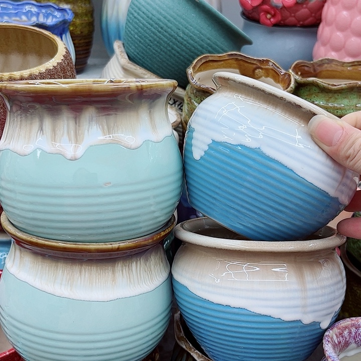 多肉绿植陶瓷花盆9.9包邮，有孔