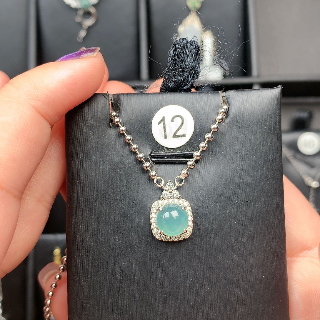 翡翠银S925镶嵌颈饰