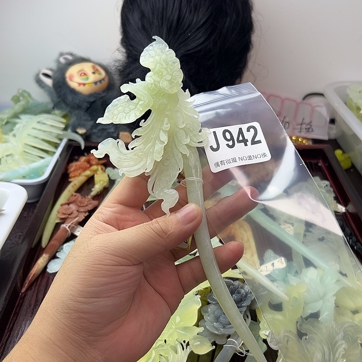 小***黑蛇纹石玉合金发饰