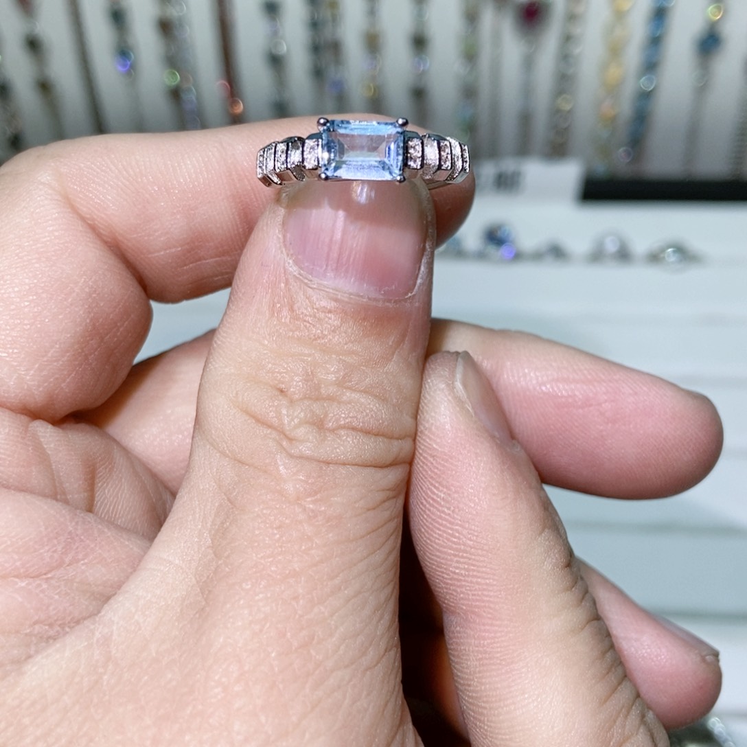 绿水晶戒指银S925镶嵌