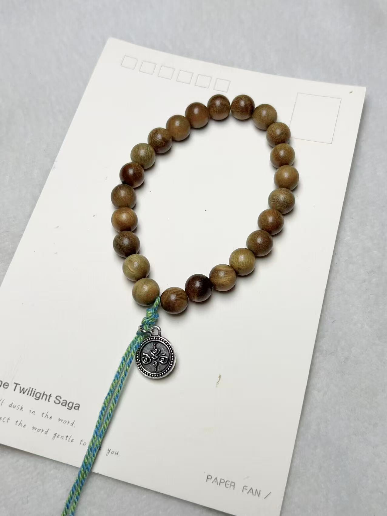 1130-天然檀香木老绿檀单圈手串（拍一发一 多样性发货）