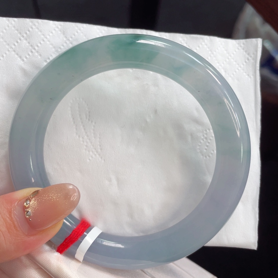 未镶嵌手镯翡翠25号老坑胶底渐变色激光蓝圆条