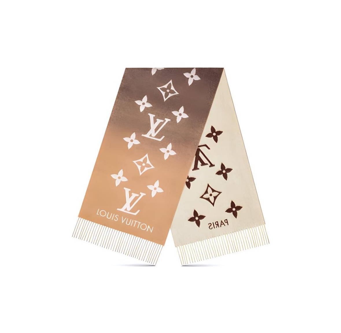 99新 LouisVuitton/路易威登 爱夏奢品/LV/ 双色渐变老花流苏围巾