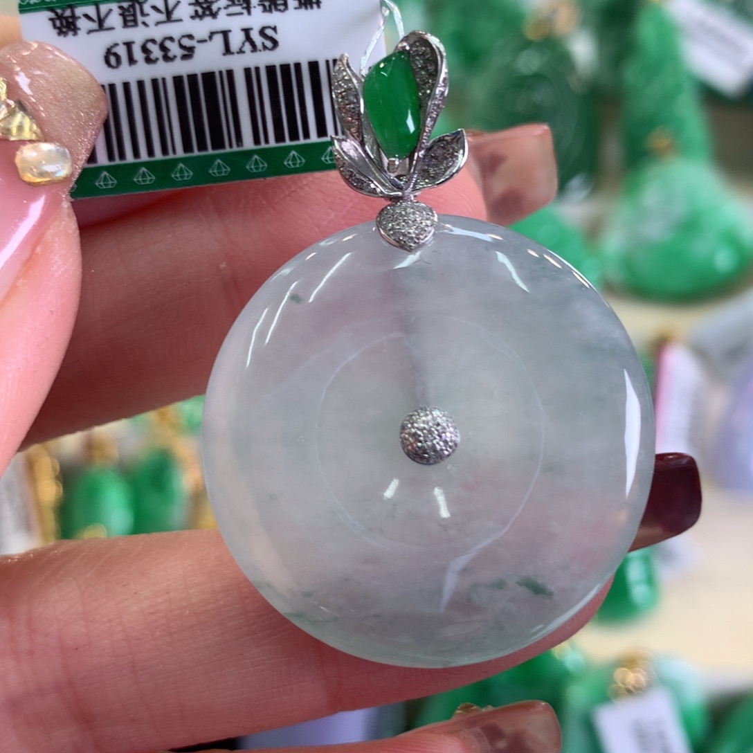 翡翠吊坠(不含链)18K金镶嵌