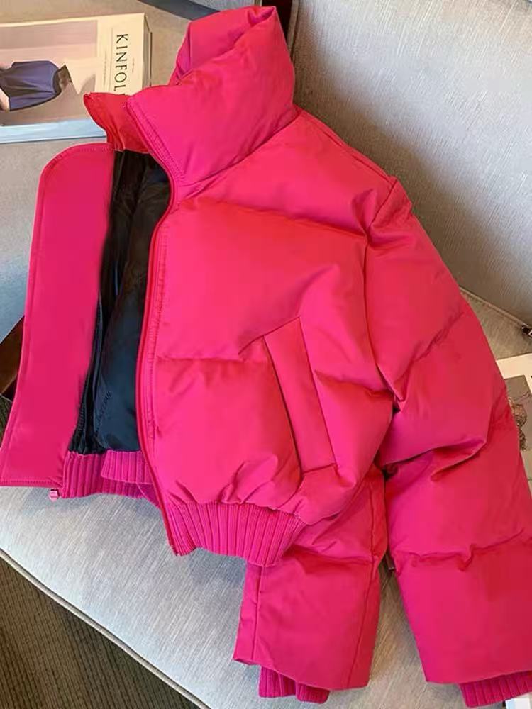 保暖短款立领女见外包装棉服棉衣中长款时尚韩版连帽