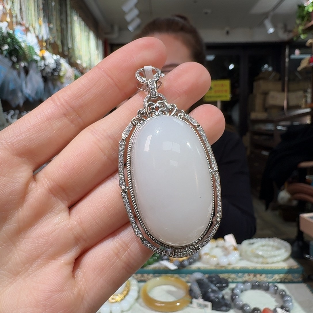 和田玉银S925镶嵌手链