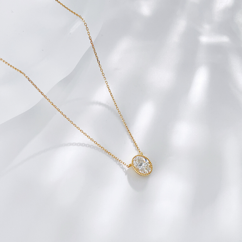 实验室培育钻石18k椭圆蕾丝项链