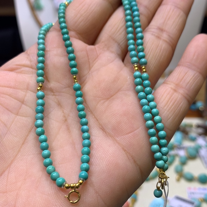 绿松石18K金镶嵌锁骨