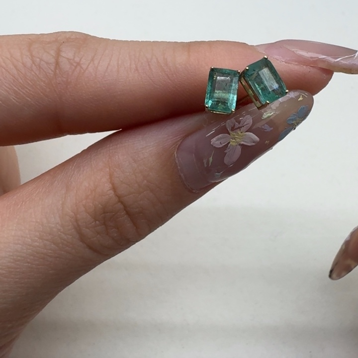 耳饰18K金镶嵌祖母绿