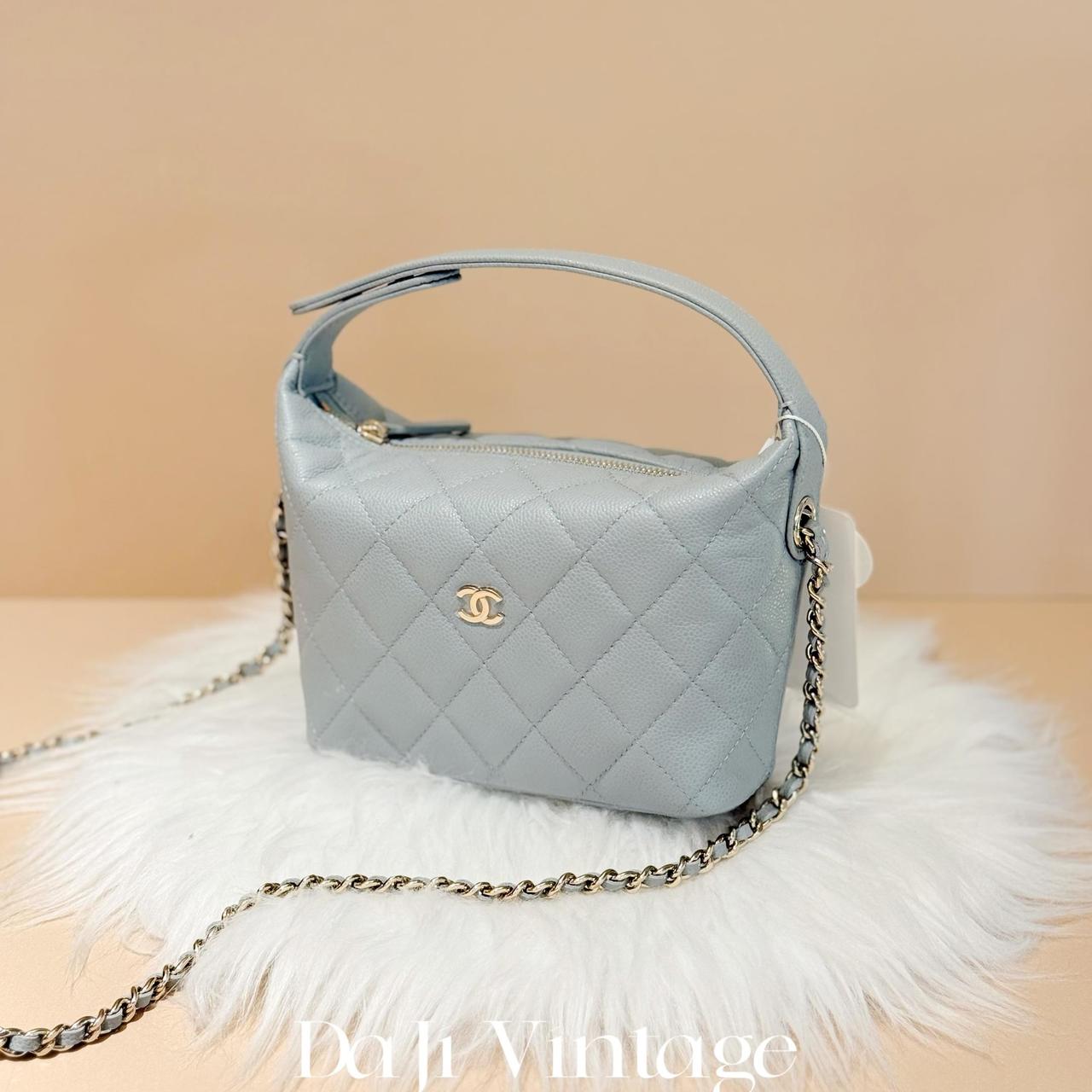 大吉中古/Chanel香奈儿灰绿色饭盒手提斜挎包