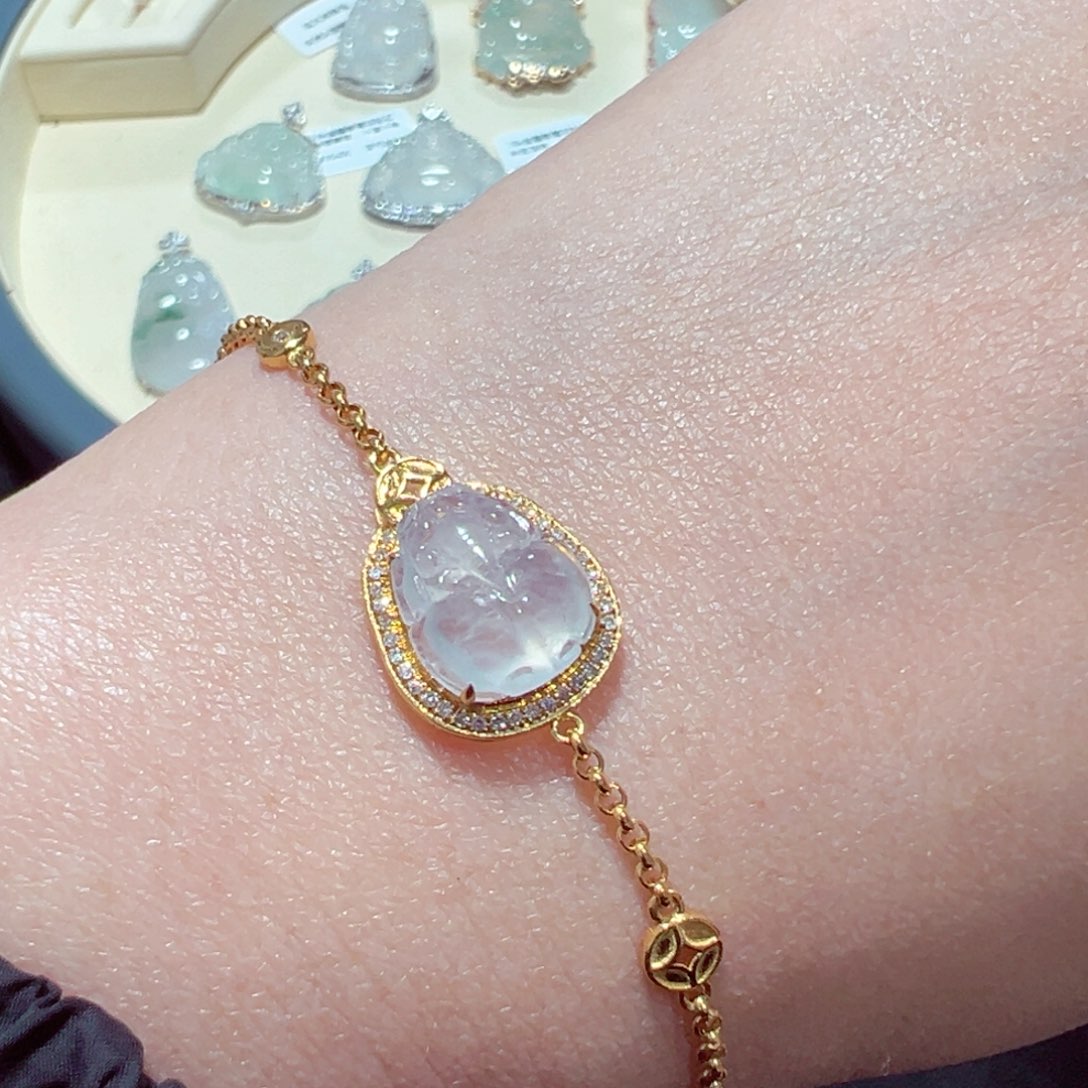 翡翠颈饰18K金镶嵌手链