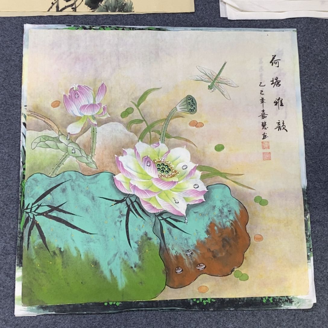 国画尺寸65✖️65精品工笔斗方手绘