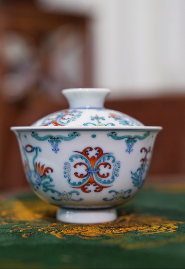 秋风茶器专供，忍冬纹盖碗100cc岩茶盖碗