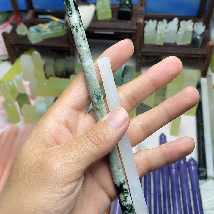 岫玉毛笔杆，包毛头打包