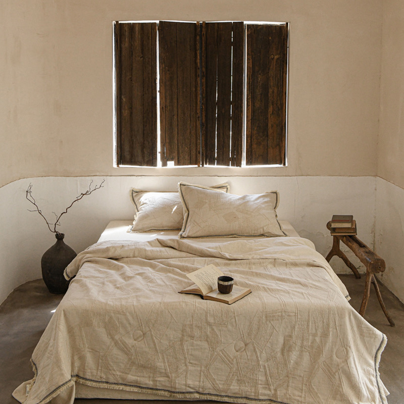 原色棉麻|山野间DIY定制款提花|柔软亲肤三件套or单夏被